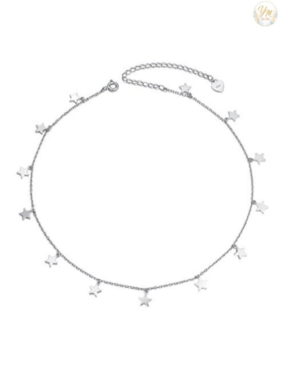 Sterling Silver Star Disc Choker Necklace - Elegant Statement Jewelry